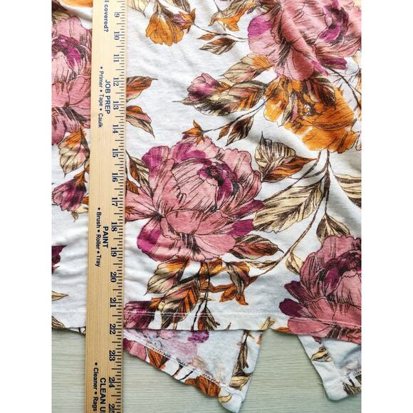 TOP/BLOUSE-NICOLE MILLER-Linen-Fall Floral Colors-Button Back-Short Sleeves-LRG - Picture 10 of 12